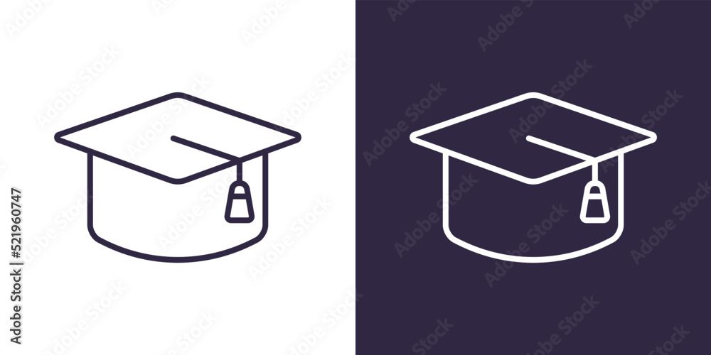 Graduation cap icon. Isolated black and white vector illustration for your design