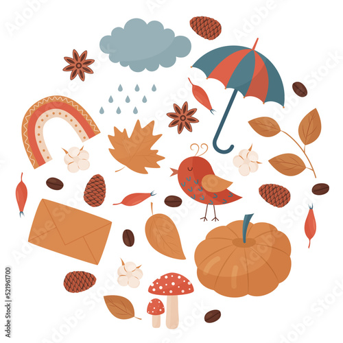 set of autumn elements