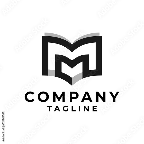 a book forming a letter M. good for any business related to book thing.