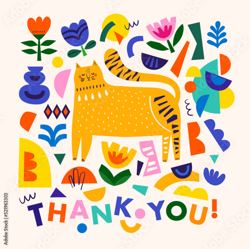 Cute Thank you card with cat