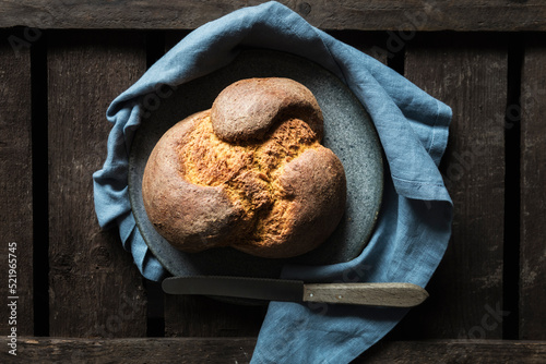 Studio shot of loaf of homemade pumpkin bread photo