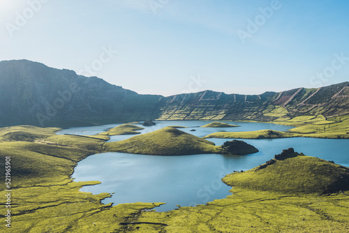 Tranquil scene of lake amidst mountain Corvo, Azores, Portugal photo