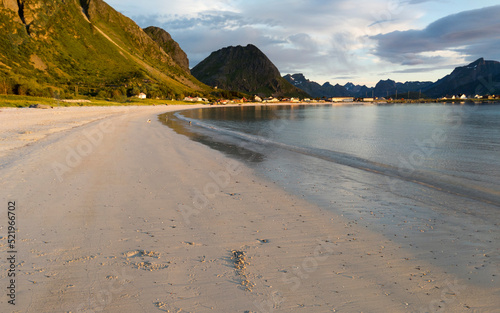 Sunset on Ramberg Beach, in the Lofoten Archipelago