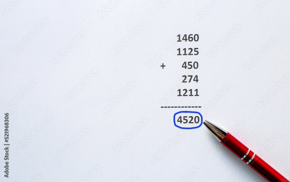 Difficult calculations on a white sheet of paper Difficult calculations on a white sheet of paper