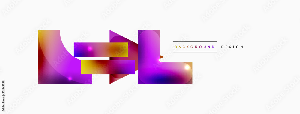 Dynamic composition, shiny geometric shapes abstract background. Trendy techno business template for wallpaper, banner, background or landing