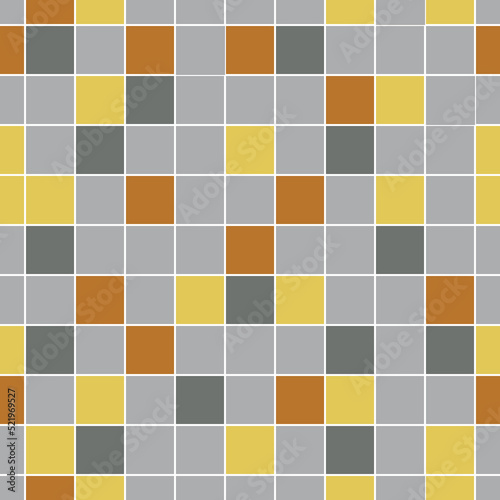 Patrón de cuadrados, cuadros o teselas de colores, en tonos metal, gris claro, dorado, marrón y gris oscuro