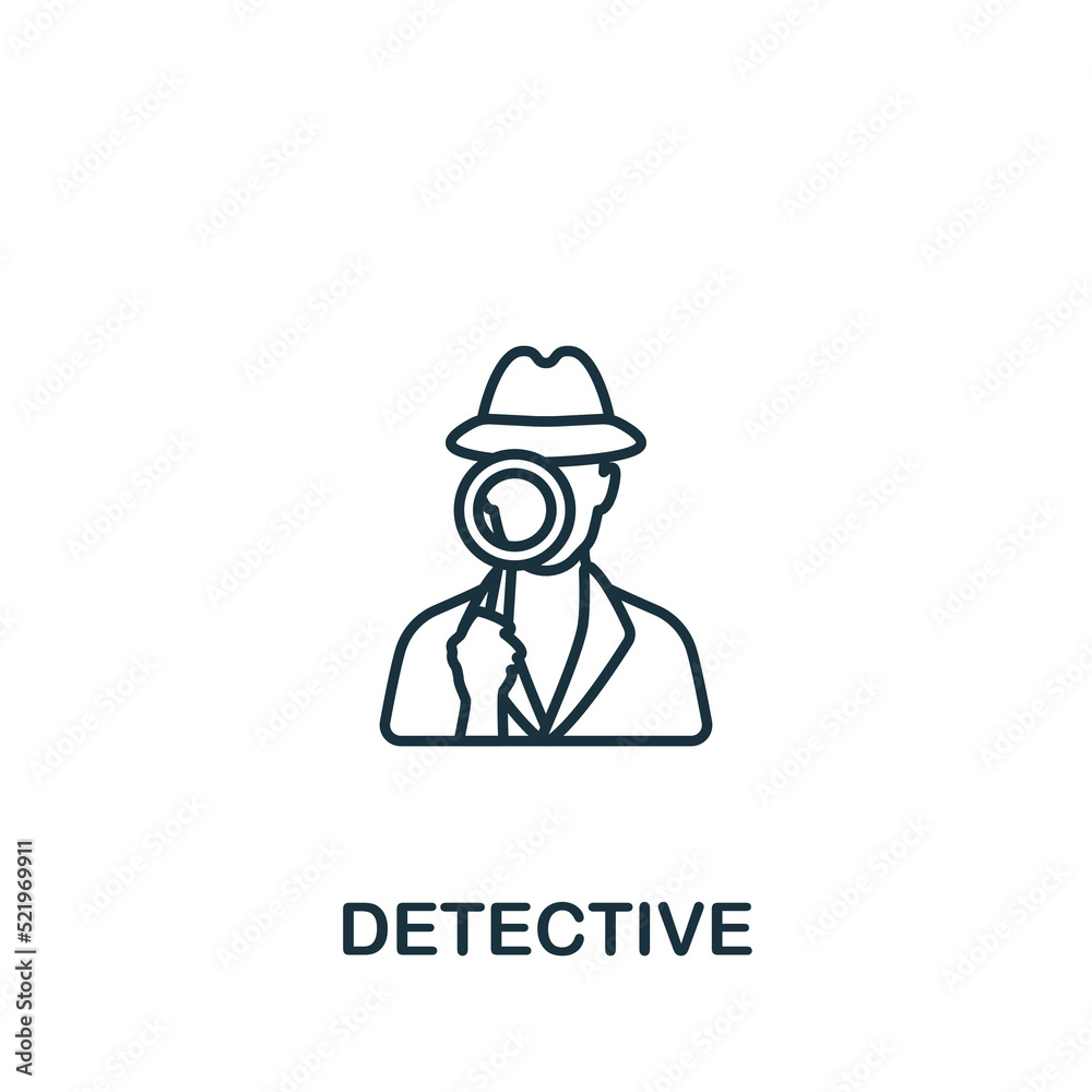 Detective icon. Monochrome simple line Crime icon for templates, web design and infographics