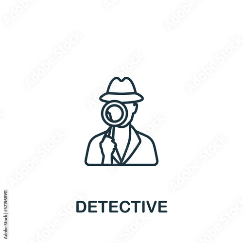 Detective icon. Monochrome simple line Crime icon for templates, web design and infographics