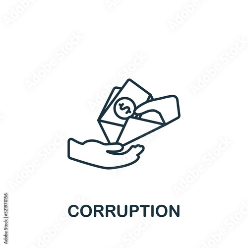 Corruption icon. Monochrome simple line Crime icon for templates, web design and infographics