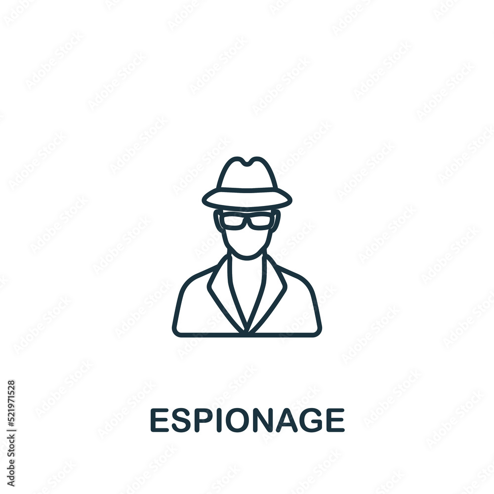 Espionage icon. Monochrome simple line Crime icon for templates, web design and infographics Espionage icon. Monochrome simple line Crime icon for templates, web design and infographics