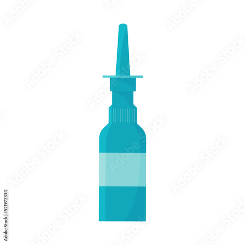 Nasal spray isolated. Flat template on white background. Medication for rhinitis treatment. Object vector illustration of nasal drops bottle packaging