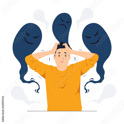 Schizophrenia post traumatic stress mental disorder concept illustration