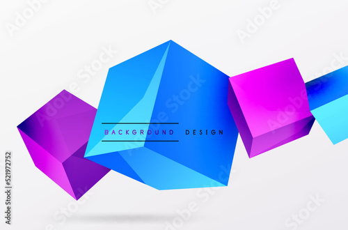 3d vector abstract background. Flying cubes composition. Trendy techno business template for wallpaper, banner, background or landing © antishock
