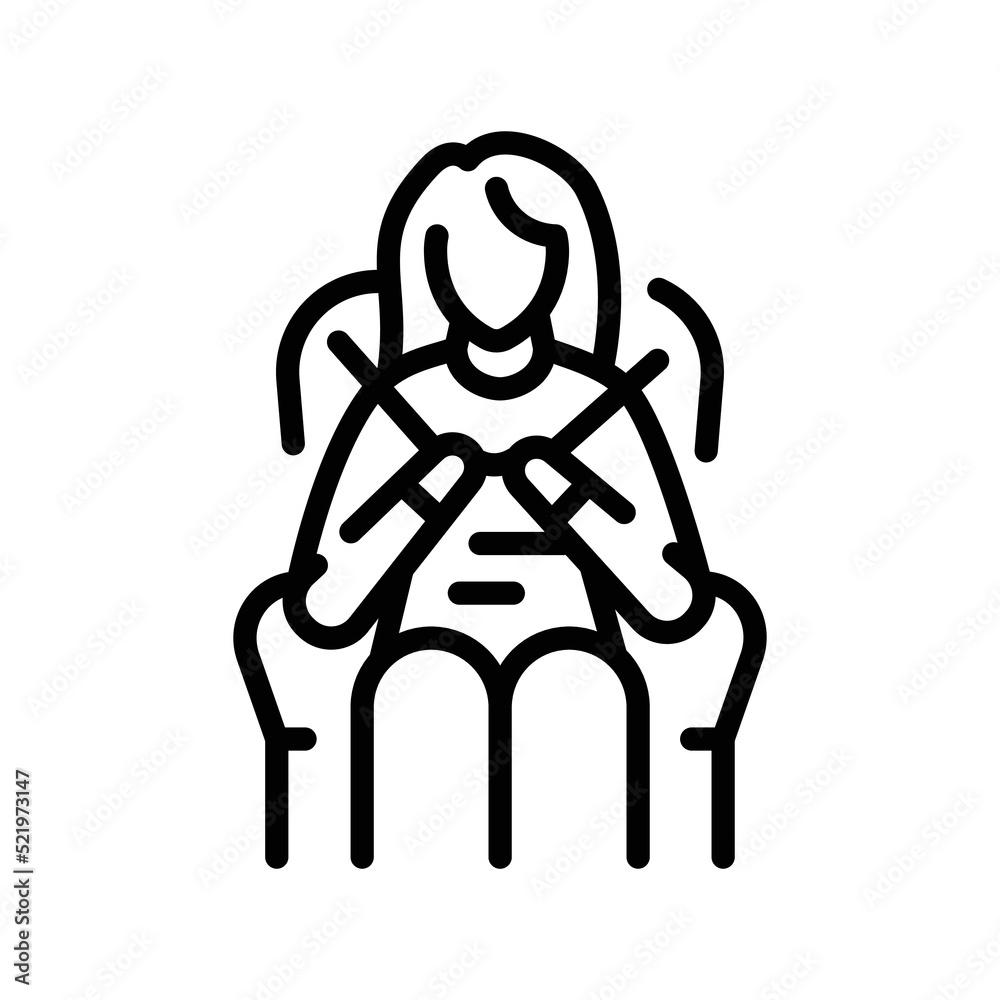Woman knits line icon. Routine. Woman knits line icon. Routine.