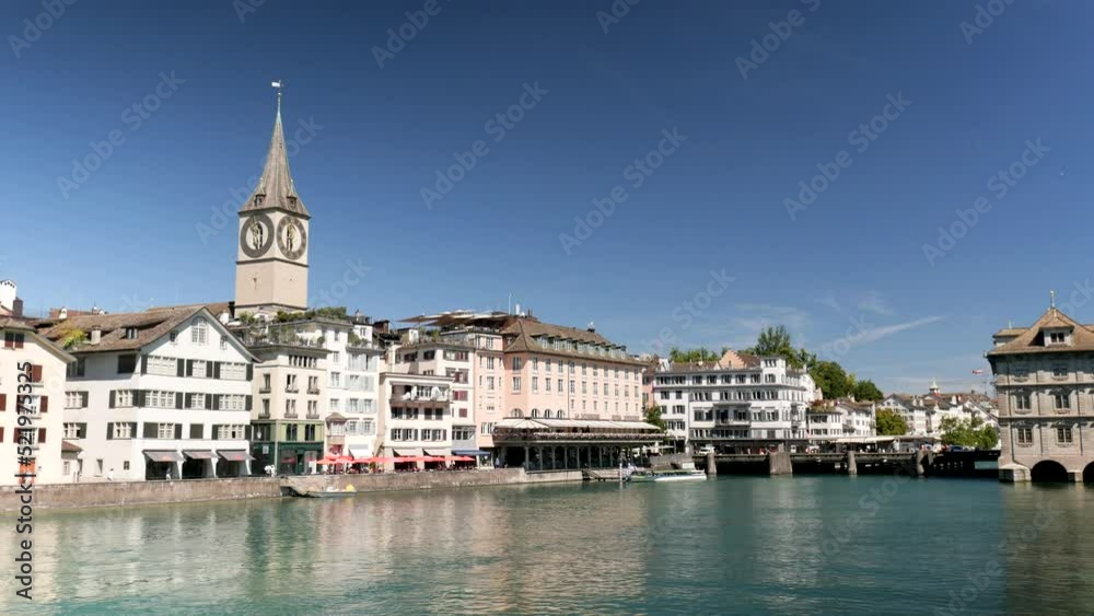 Zurich, Switzerland, view of the skyline from the Limmat river Zurich, Switzerland, view of the skyline from the Limmat river