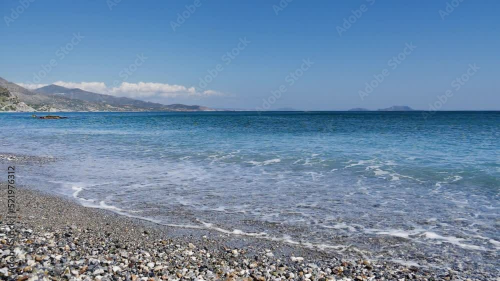 Beach at the south coast of Crete, Greece in slow motion Beach at the south coast of Crete, Greece in slow motion