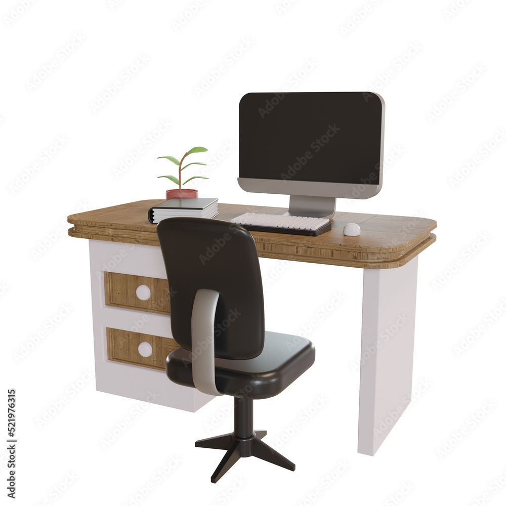 3d Illustration Object icon computer stand office works