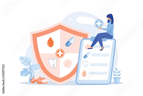 Health Insurance design concept with umbrella protection flat vector illustration