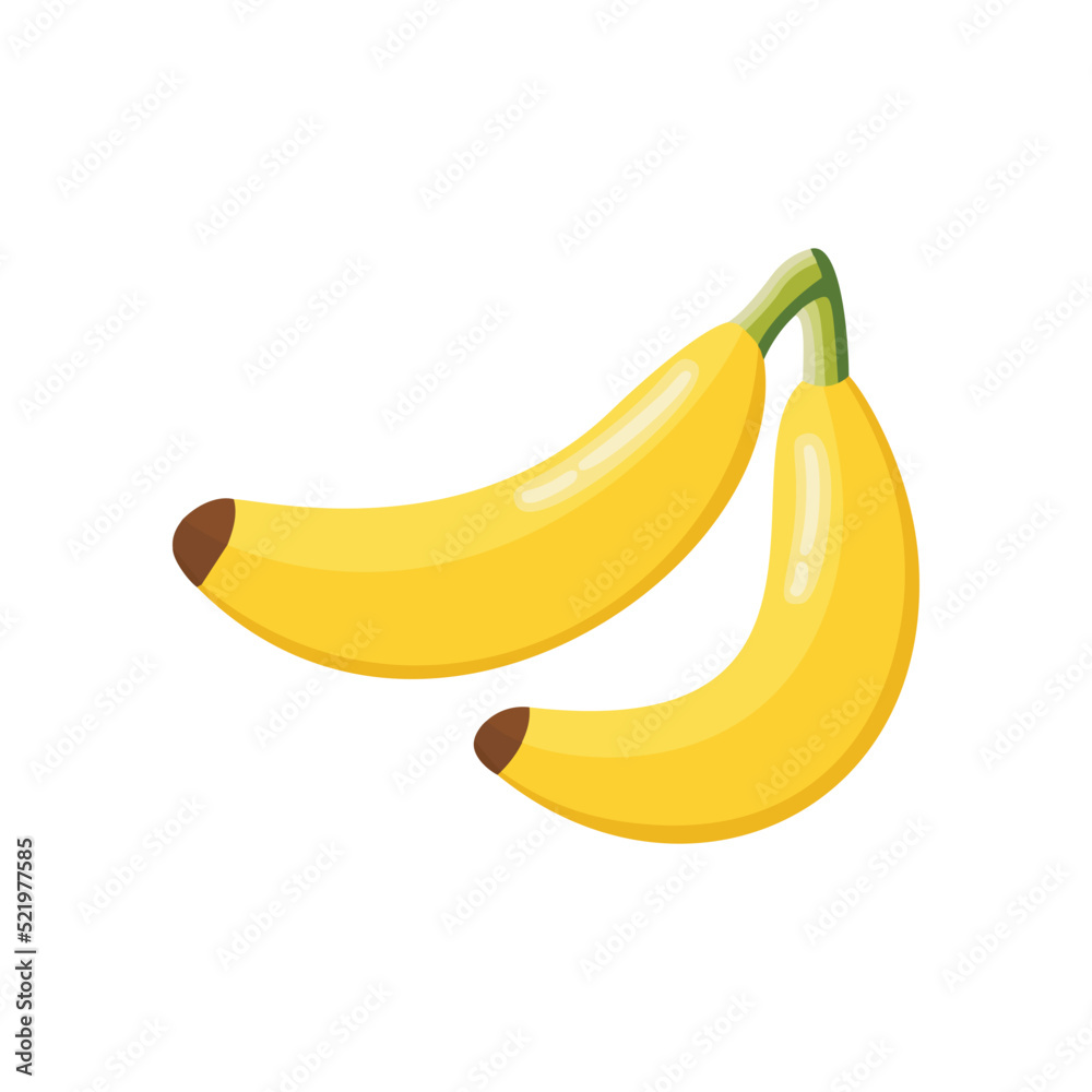 Exotic ripe banana whole in the skin. Flat vector illustration isolated on a white background