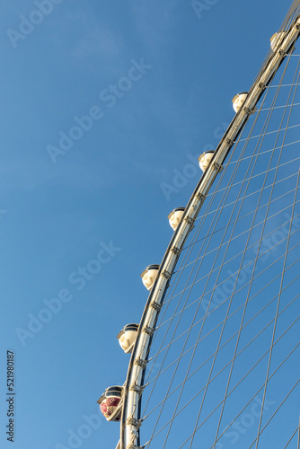 Photography view to high roller observation wheel in Las Vegas, the world largest ferris wheel