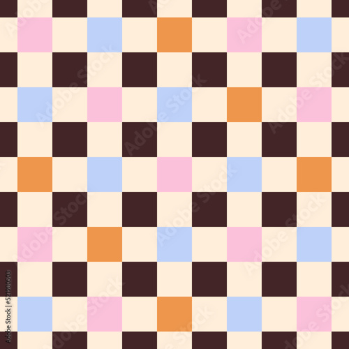 Retro vintage checkered vector seamless pattern. Y2k repeat print for fabric, textile, cover, wallpaper
