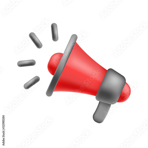Megaphone 3D isolated on white background. Vector stock illustration.