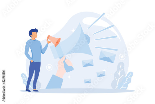 Vector illustration of Outbound marketing, Offline promotion business strategy.