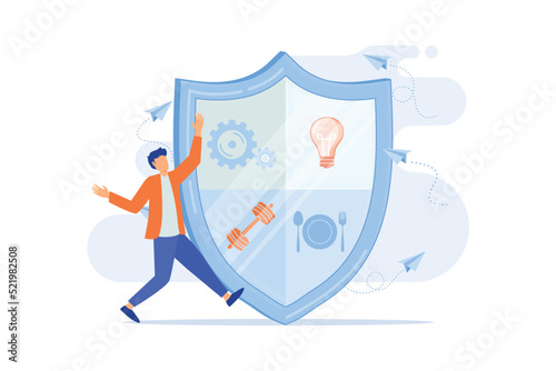 Confidential communication. Trust property, reassuring partnerships, conviction. Protection of intellectual property. Confidential data flat vector modern design illustration