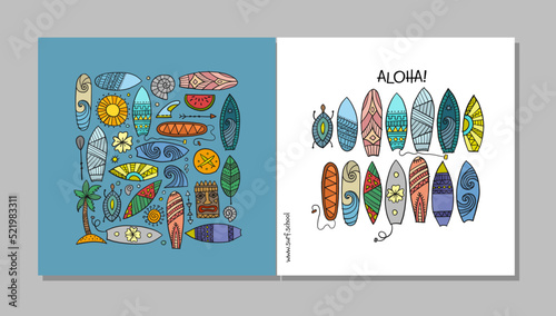 Canvas Print Surf boards collection, surfing time