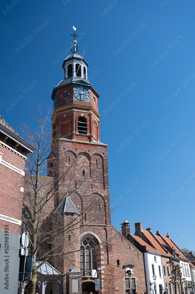 Streets and houses of small historical town Buren in Gelderland, Netherlands