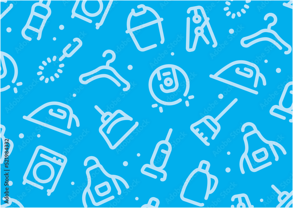 Cleaning and housekeeping pattern background for graphic design.A-size horizontal.