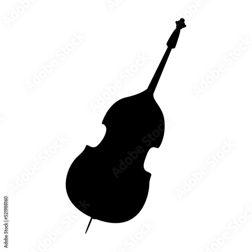 Silhouette of double bass semi flat color vector object. Acoustic music. Full sized item on white. Concert orchestra simple cartoon style illustration for web graphic design and animation