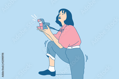 Illustrations of Beautiful Young woman taking photographs with vintage retro camera