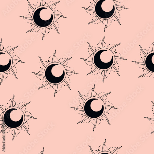moon in sum esoteric astrological seamless pattern