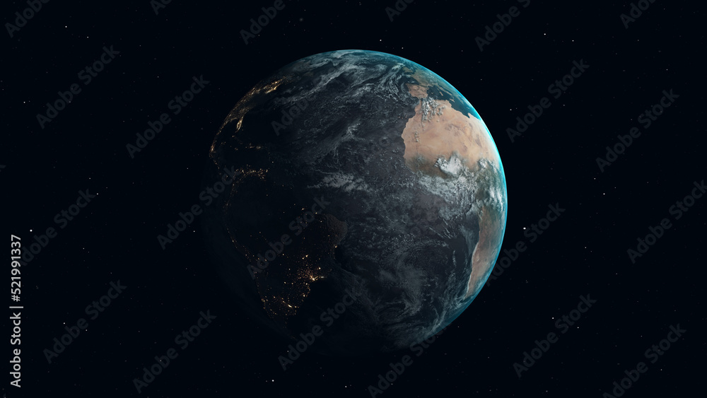 Realistic Earth zoom in from space	