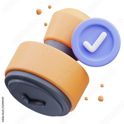 3d rendering of cute icon illustration stamp approved