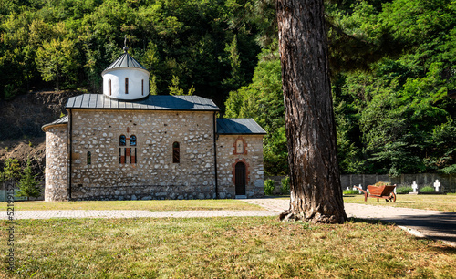 Orthodox Christian Monastery. Serbian Monastery of the Ascension (Manastir Vaznesenje). 12th century monastery located in Ovcar-Kablar gorge, near Ovcar Banja, Serbia, Europe photo