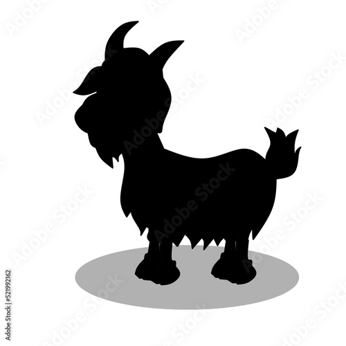 Silhouette vector illustration of a horned goat. Isolated white background, Logo icons, side view profile, Goat logo outline for web, mobile and infographics. Vector farm animal products
