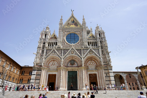 Frontal view of Siena Cathedral in Tuscany, Italy