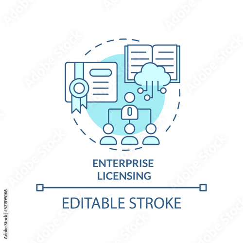 Enterprise licensing turquoise concept icon. Enhancing learning experience abstract idea thin line illustration. Isolated outline drawing. Editable stroke. Arial, Myriad Pro-Bold fonts used
