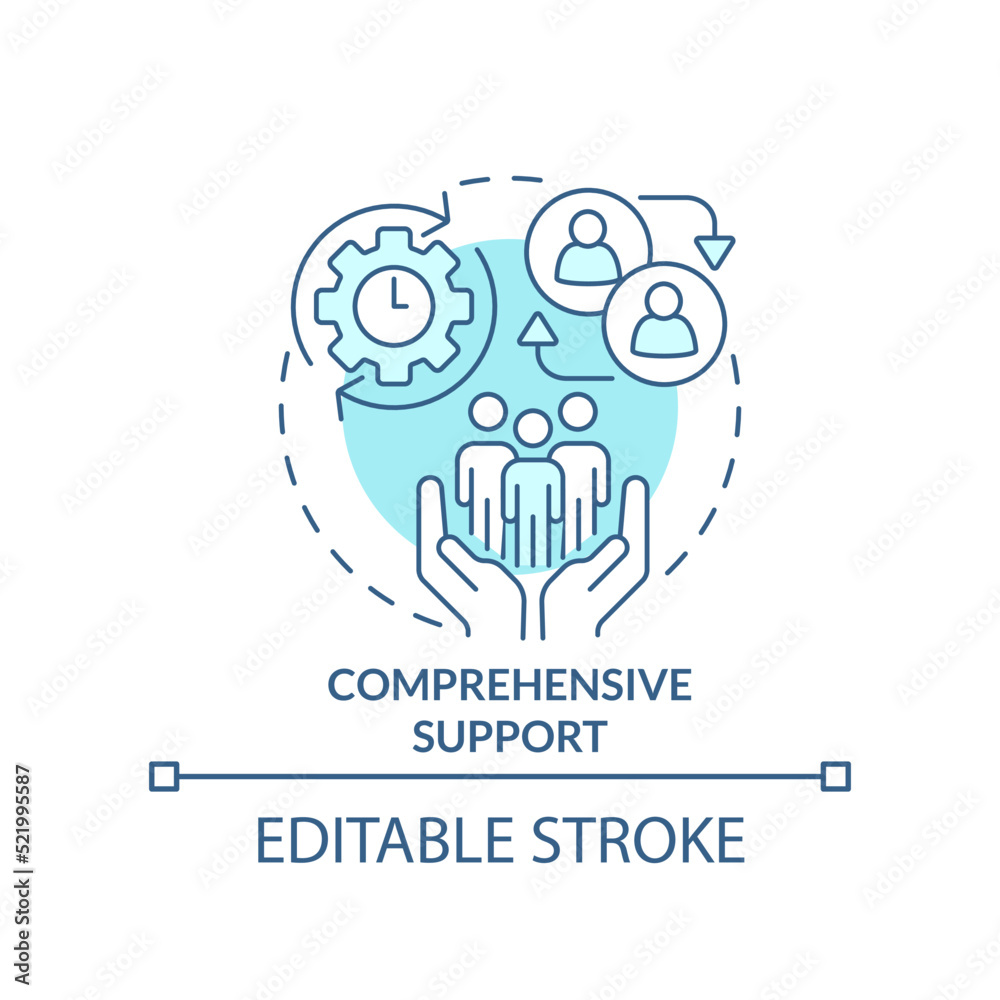 Comprehensive support turquoise concept icon. Business coaching ...