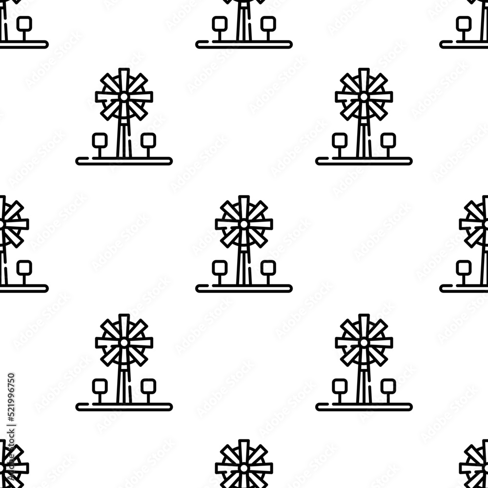 windmill icon pattern. Seamless windmill pattern on white background.