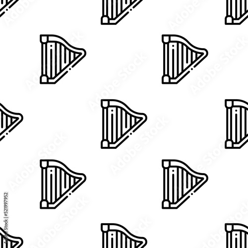 harp icon pattern. Seamless harp pattern on white background.