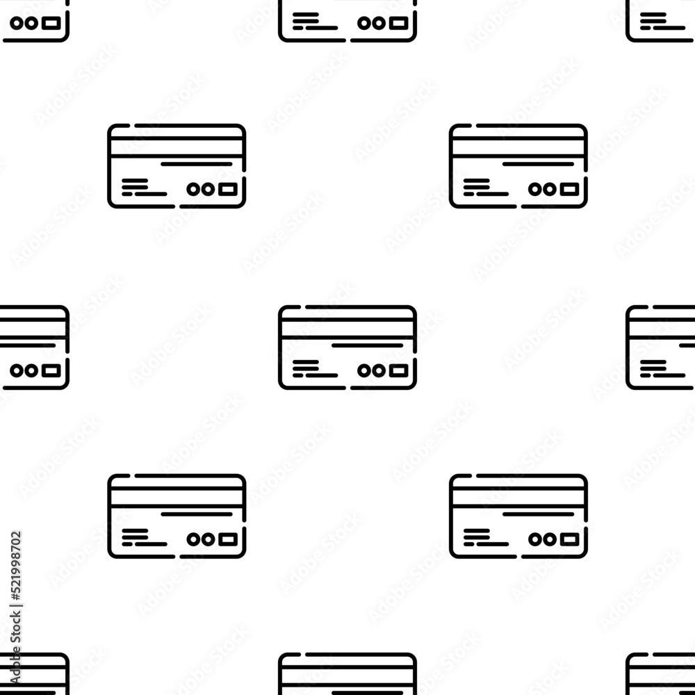credit card icon pattern. Seamless credit card pattern on white background.