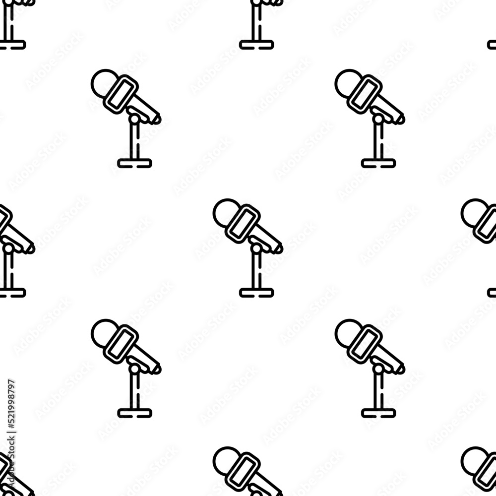 Fototapeta premium microphone icon pattern. Seamless microphone pattern on white background.