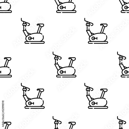 stationary bike icon pattern. Seamless stationary bike pattern on white background.