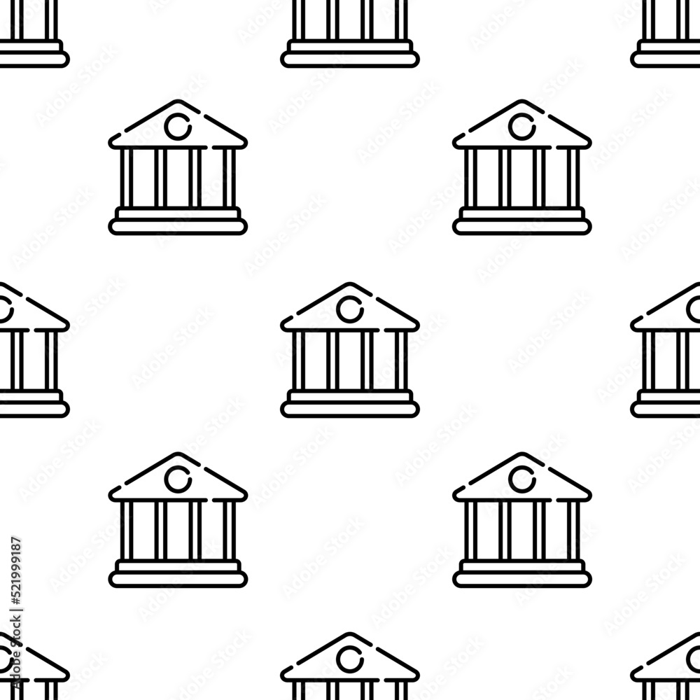 bank icon pattern. Seamless bank pattern on white background.