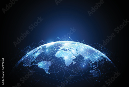 Global network connection. World map point and line composition concept of global business. Vector Illustration #521999363