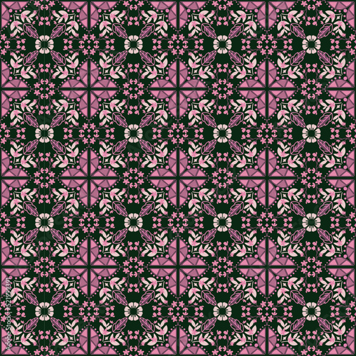 Seamless Background Retro Garden Nature Aboriginal Floral Damask Traditional Pattern Art