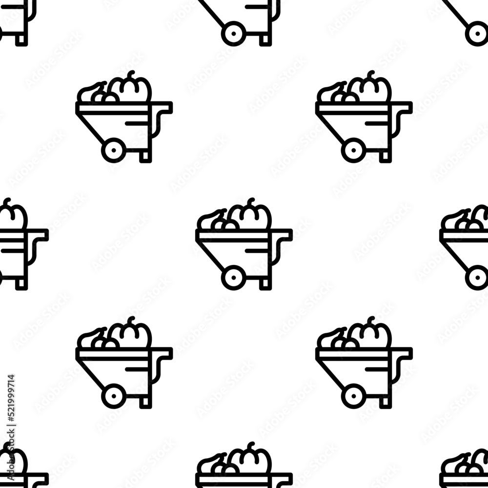 wheelbarrow icon pattern. Seamless wheelbarrow pattern on white background.